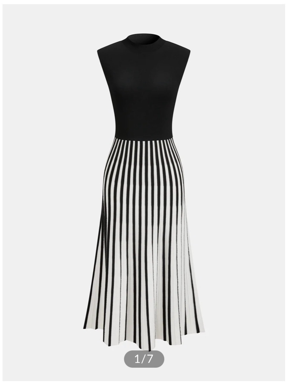Commense Black & White Striped Midi Dress